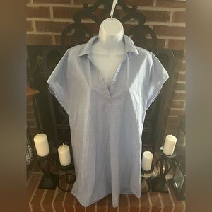 City Streets Sky Blue Cotton Shirt Dress Size:XL